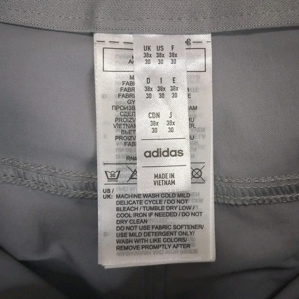 Adidas Mens 38x30 Ultimate365 Performance 5 Pocket Golf Pants Stretch Waist Grey